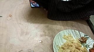 Black indian milf housewife with big pussy lips hairy pussy moans loud getting licked and fucked by muscular husband quickie