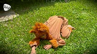 natgio mix lion leopard lesbians scissor outdoors in wild garden sex game with toys