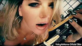 gorgeous vicky vette milf bombshell milks huge load of jizz all over her massive tits