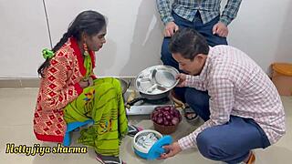 First Threesome In Kitchen With Bhabhi And Two Devers Feels Intense