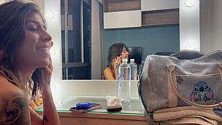 i'm this horny latina nympho fucking backstage craving that big white cock so bad