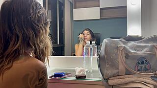 i'm this horny latina nympho fucking backstage craving that big white cock so bad