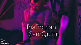 sexy latina bia gets feet bound for tickling domination choking and toe worship