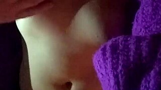 😍 Cute petite with big natural tits plays solo sensual boobs and pussy tease