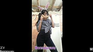 judy hopps cosplay bunny rubs her tiny tits and cums hard