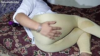 Amrozia bares her hot desi Indian body for rough anal fingering and toy play