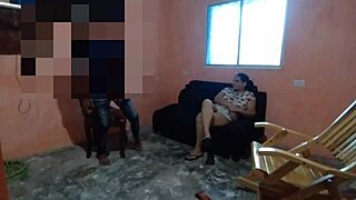 unfaithful wife kneels sucking husband's friend cock right in front of him then rides hard