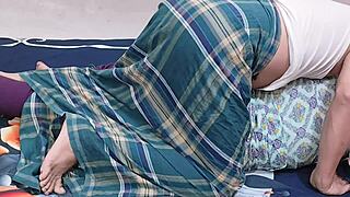 Village indian wife tempts husband with dirty rough sex in bedroom shadows?