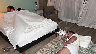 brazilian housewife cheats on sleeping husband with monster cock lick and creampie fuck