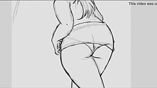 speedpainting a curvy redhead in her tight miniskirt