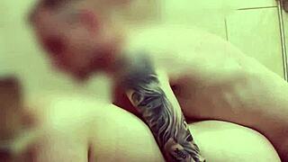 quick bath turns into wild doggystyle pounding with big tits milf wife