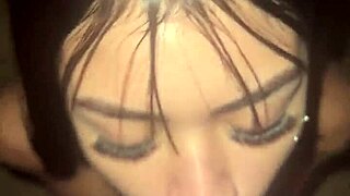 top model teen gives sloppy blowjob to huge cock pov