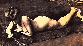 Vintage erotic drawings capture antique retro passion scenes