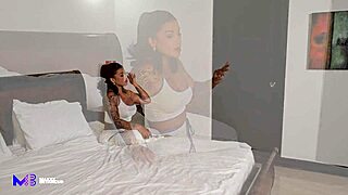 watch my girlfriend force stepsister alejandra palacios to ride my cock in threesome