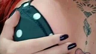 Tattooed Hottie Flaunts Sun Tan Lines Up Close on Cam!!