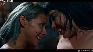 whoa lesbian vamps puck and veronica leal TRANSFORM with big tits kisses and scissoring 😈💋👅