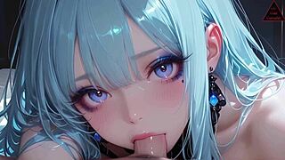 ultimate ai hentai blue-haired babe steamy doggy missionary creampie monster cock