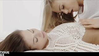 nancy a seduces sabrisse into first time lesbian kisses orgasms and tit play