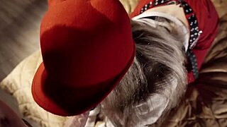 hot blonde shakes juicy tits in red hat during wild sex 🔥💦