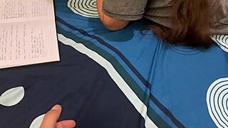 stepsis doin homework then bends over skirt up for quick juicy pussy fuck screamin moans