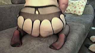 Chubby milf fucks hairy pussy doggystyle with dildo big ass tits cum pawg!