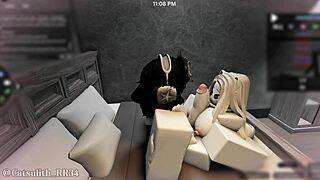 hungry fan grabs my cock for a sloppy handjob and blowjob in roblox sex game