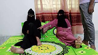 Desi wife shares her husband cock with milf friend in kitchen lick session