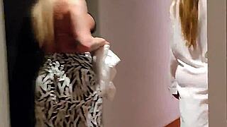 naughty friend sucks me off in hotel sauna before wild threesome with watching client