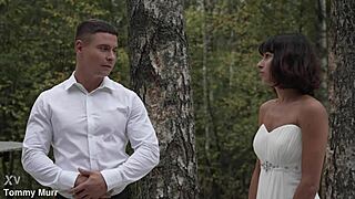 she took two huge cocks deep in her bride pussy and mouth one last time outdoors before the wedding mmf bliss.