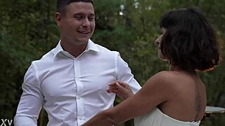 she took two huge cocks deep in her bride pussy and mouth one last time outdoors before the wedding mmf bliss.