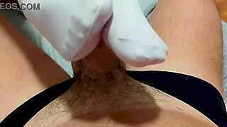 she teases her nyloned feet on his cock before milf gets pantyhose cumshot pov