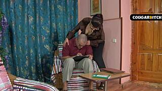 mature teacher tempts young lover with dominant heels and stockings