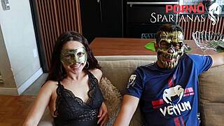 Novinha's juicy latina ass bent over for rough doggystyle pounding by monster cock in front of cuckold husband at arena spartanas with moaning orgasms