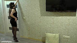 i crave that sexy neighbor's ass swaying in club dress stockings and heels during her seductive visit