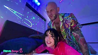 Rave bunny Nova Cane's neon afterparty turns wild with sloppy deepthroat creampie chaos!!