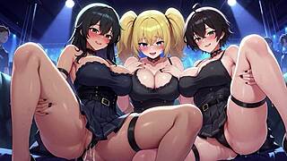 Hentai Lesbian Threesome With Huge Tits Boobs Monster Outfits At Private Party Part 1