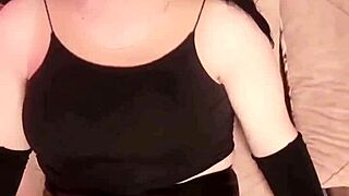 goth ladyboy in leather skirt shakes white vampirish booty as crossdressing shemale model