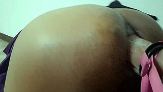 fat-assed trans raven's gaping hole farts massive cum after anal creampie stuffing