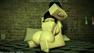 Rough doggystyle creampie pounding in cheap apartment after Roblox game session 72