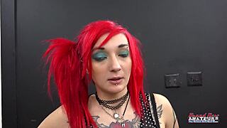 petite inked redhead jackie begs for sloppy rimjob and cum swallow??