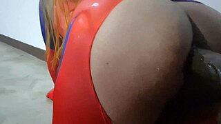 oiled mexican fat ass trans asuka takes huge black dildo anal creampie and cum farts