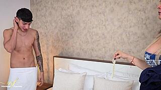 Mature Stepmom Monique Fuentes Barebacks Stepson's Virgin Cock in Risky Ride