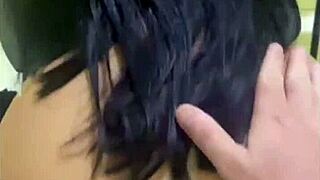 i love watching this 18yo married cutie suck her cuckold hubby's cock while teasing she'll fuck that black bull next her long hair swinging as she swallows deep