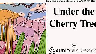 Imagine us lesbians kissing fingering under cherry tree moaning to orgasm outdoor erotic roleplay