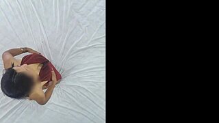 Ceiling View of Hot Model's Perfect Body Posing in Sexy Lingerie Photoshoot