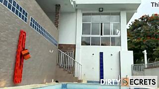 bareback pounding my colombian milf swim coach cowgirl by the pool!! stepson spies us moaning 😈🍆💦