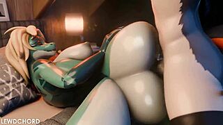 Lizard Girlfriend's Ass Pounded by Huge Monster Cock