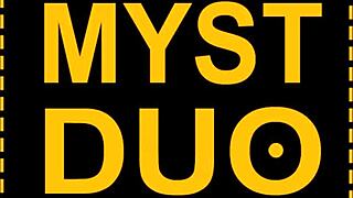 Myst duo unloads thick cum covering her bra and big natural tits after doggystyle pounding