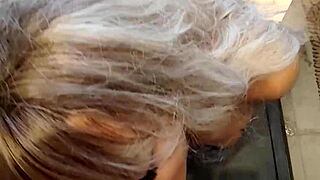 Russian babe gives POV deepthroat blowjob with cumshot straight in mouth