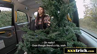 brazilian hottie bends over in taxi after xmas shop for rear seat pounding pov